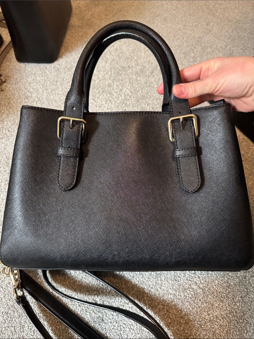 kate spade Black Saffiano Leather Top-Handle Satchel with Strap - Picture 4 of 8